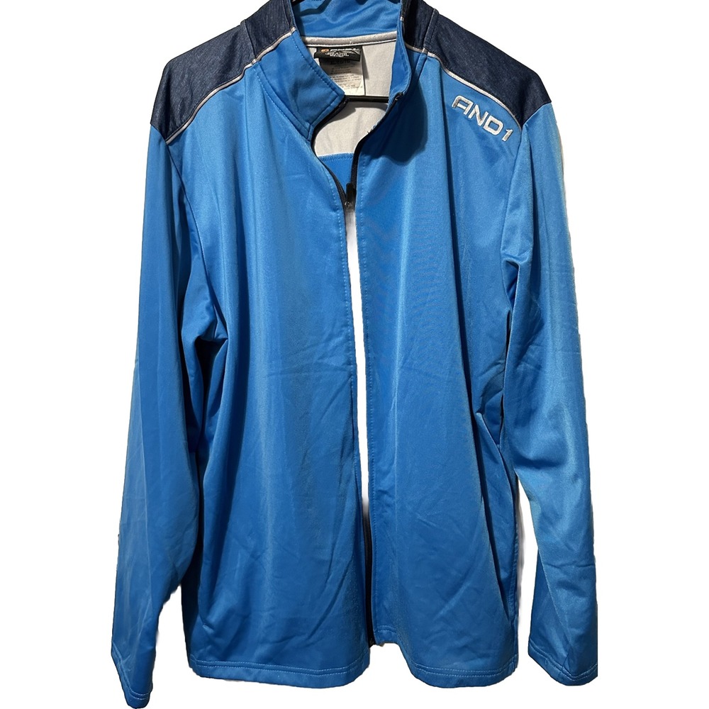 activewear jacket AND1 Blue Long Sleeve Zip Up Activewear Warm Up Size XL